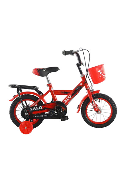 United 14 inch children's bike with front basket and rear seat, red