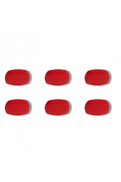 ORIAN Red porcelain tea cups and saucers, 6 pieces, size 14 cm