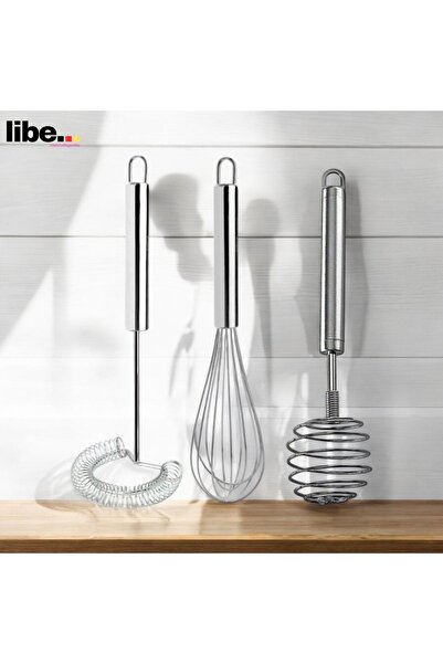 LİBE 3 Pcs Whisk Set, Wire Whisk, Egg Whisk Sauce Stirrer Mixer