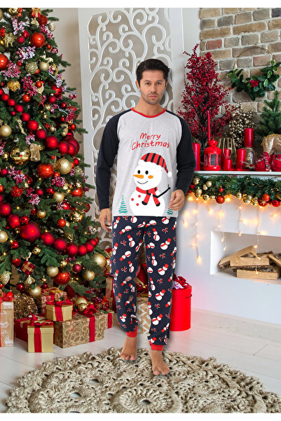 Intisimo Ανδρική Πιτζάμα, Χριστουγεννιάτικο Θέμα, Χιονάνθρωπος, Βαμβακερή, Γκ...