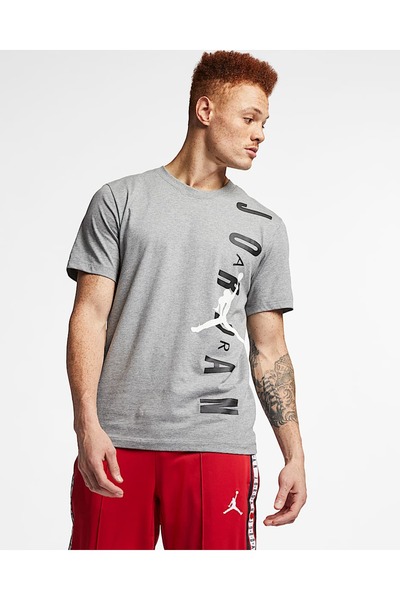 Nike Чоловіча футболка Jordan Jumpman Air з логотипом, короткий рукав, сіра