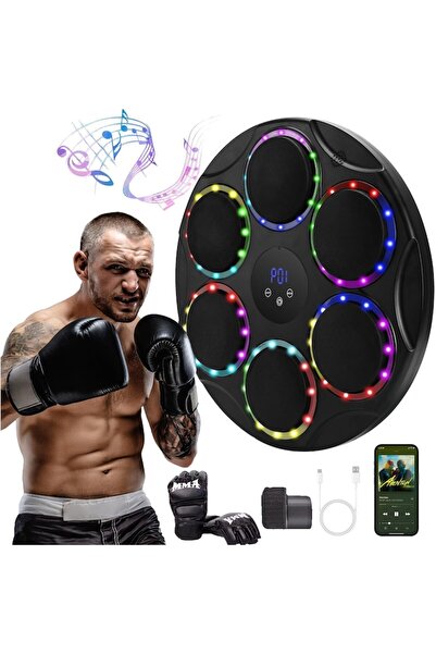 Puepoul Aparat de box cu muzică, lumini LED, conectivitate Bluetooth, negru
