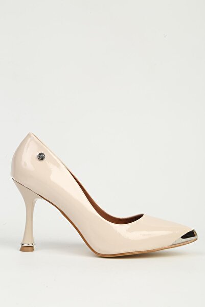Pierre Cardin Beige Patent Leather Heeled Shoes Pc-55118