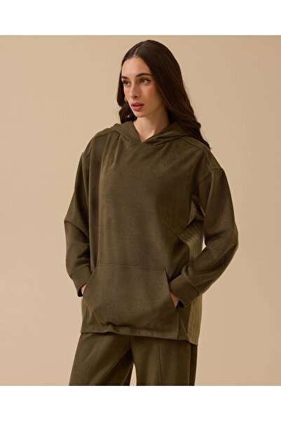 SCL Çizgi Detaylı Süet Sweatshirt