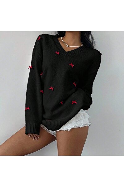 ATE ÖZGÜNEŞ TRİKO TEKSTİL Bow Knitted Sweater