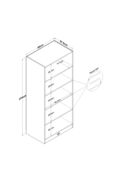 Rani Mobilya Rani BA136 Gardırop 2 Kapaklı Seyyar Raflı Elbise Dolabı Beyaz