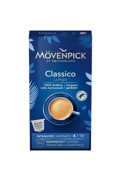 Mövenpick Capsule de cafea Movenpick Classico Lungo, compatibile cu Nespresso, 10 bucăți, 57g