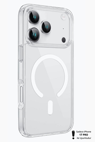 Evax (IC) iPhone 17 Pro Uyumlu ANİMASYONLU Şeffaf Sert Mika SARARMAZ Magsafe ...