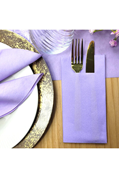 Mank Șervețele cu BUZUNAR pentru tacâmuri - Linclass Liliac / 40 x 40 cm / 10...