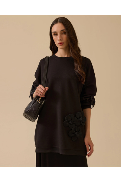 SCL Çiçek Detaylı Cepli Sweatshirt