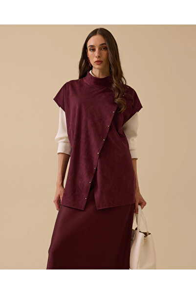 SCL Dik Yaka Asimetrik Süet Süveter