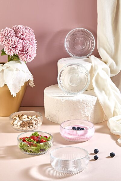 Lora Bianca Lumi 6 Piece Glass Snack - Sauce - Turkish Delight Mini Presentation Bowl - 11 cm