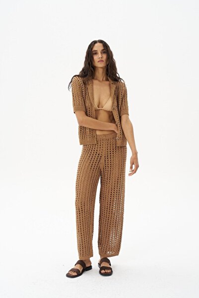 Beauty Omelette Bej Delik Ajurlu Crop Pantolon