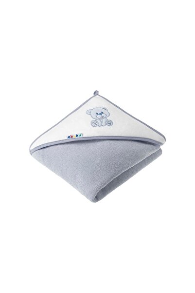 Akuku Prosop de baie cu gluga 100x100 cm bumbac Urs gri