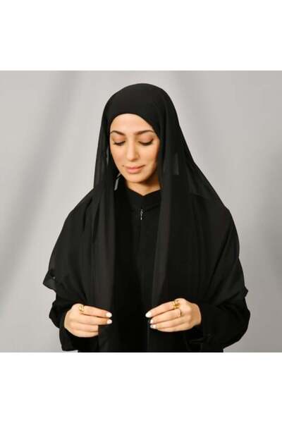 lamha abaya Black silk veil with adjustable tie