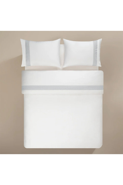 Penelope 100% Cotton Satin Fabric Duvet Cover Set 200X220 cm White Blue - Regina Series