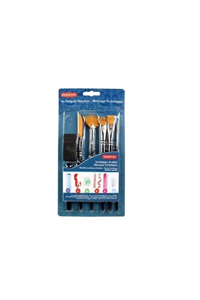 Derwent فرش التقنيات فرشاة الفنان ذات المقبض القصير من النايلون الذهبي، مروحة...