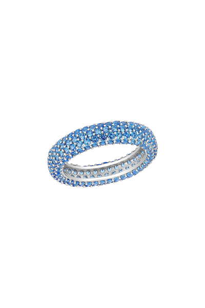 ohmygod jewelry 925 Silver Baguette Ring in 925 Silver - Silver Ring with Blue Zirconia Crystals