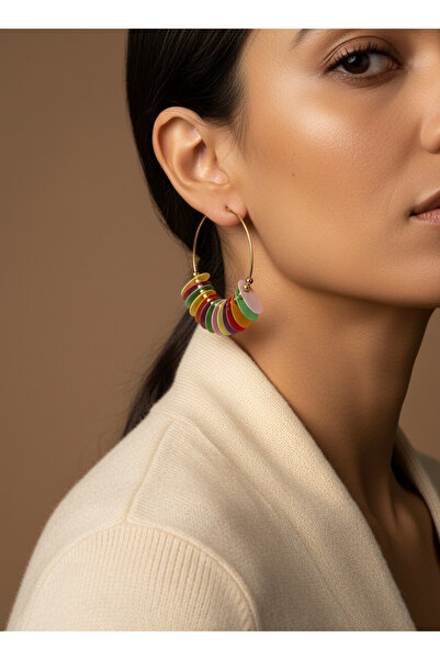 TURBİJ أقراط دائرية كبيرة ملونة للنساء |   أقراط دائرية عصرية