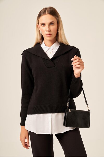 FTZ WOMEN Pulover pentru femei din amestec de poplin negru 20983