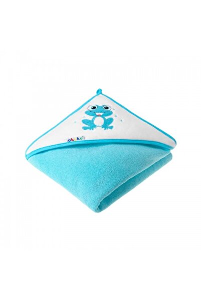 Akuku Prosop de baie cu gluga 100x100 cm din bumbac Broscuta Albastra