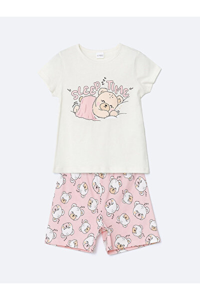 LC Waikiki Printed Girl's Cotton Shorts Pajama Set