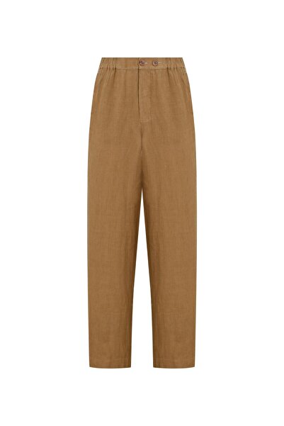 Beauty Omelette Camel Keten Bol Kesim Pantolon