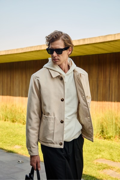 Danger Suede Quilted Men's Coat Stone Jacket