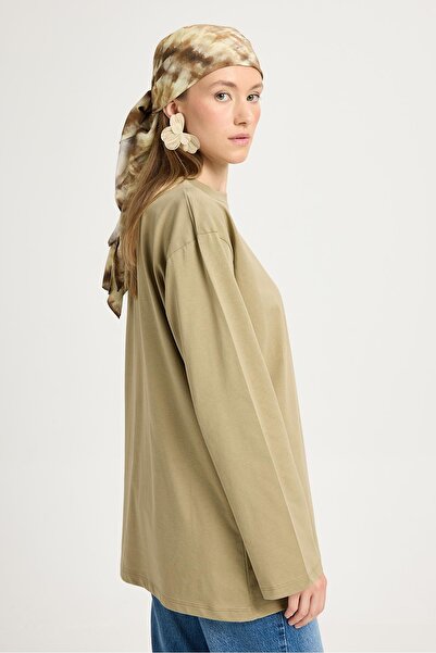 minaaise Μπλουζάκι με φαρδιά μανίκια Oversize Basic Χακί