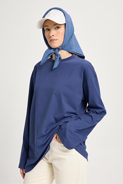 minaaise Μπλουζάκι με φαρδύ μανίκι Oversize Basic Indigo