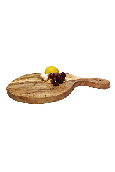 OEM Rustic Olive Wood Kitchen Cutting Board, Oval, Asymmetric, Castilia XXL, 45x26x2 cm