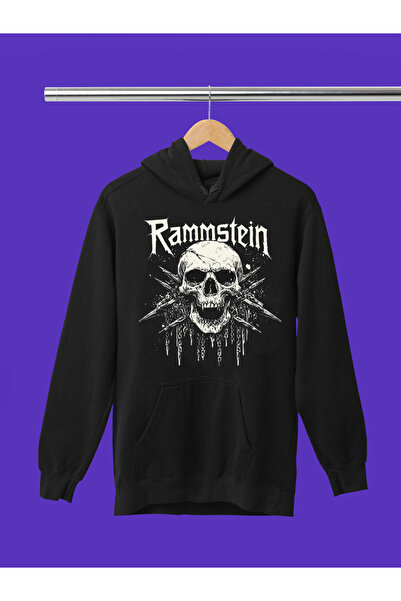 MAGORS سترة روك قطنية مطبوعة بأكمام طويلة من رامستاين، مصنوعة من 3 خيوط مع غط...