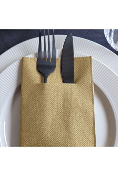 Mank Șervețele cu BUZUNAR pentru tacâmuri - Linclass Gold / 40 x 40 cm / 75 buc