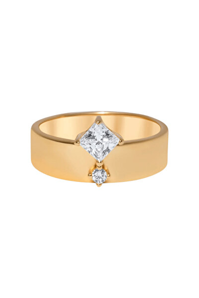 ohmygod jewelry 925 Silver Thick gold-plated silver ring with zirconia crystals – Dina