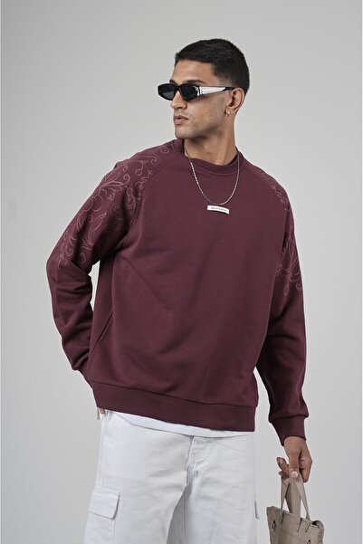 king brich Reglan Sleeve Shoulders Printed Oversize Cut Men's Sweatshirt