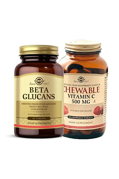 Solgar بيتا 1.3 جلوكانز 60 تي بي+ فيتامين سي قابل للمضغ 500 ملغ 90 قرص