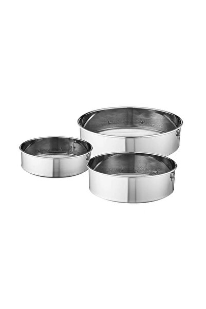 ORIAN 3-piece round stainless steel sieve set, sizes 28-23.5-18.5 cm
