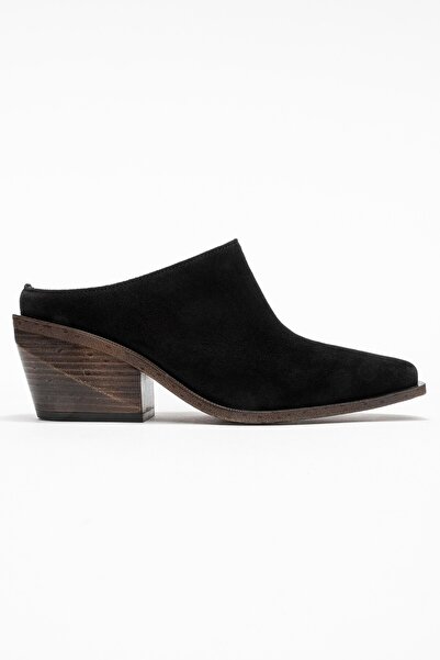 Zeynep Sıradağlı Devina Women's Leather Western Slippers Black Suede