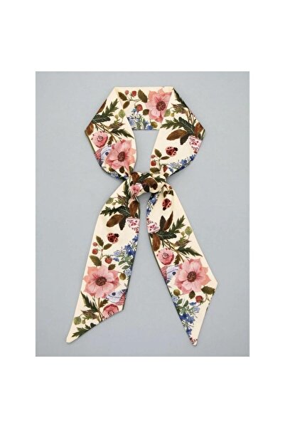 Pursehuit Μπεζ κασκόλ, με ροζ φλοράλ τύπωμα, Sarra C1