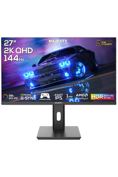 majesty Gaming Monitor 27 Inch – QHD 2K, 144Hz, 1ms, FAST IPS, HDR400, G-SYNC & FreeSync