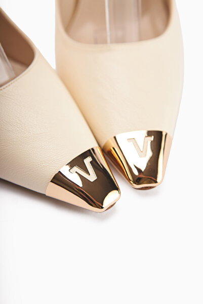 Limoya Jennica Beige Ankle Buckle Women's Heeled Shoes