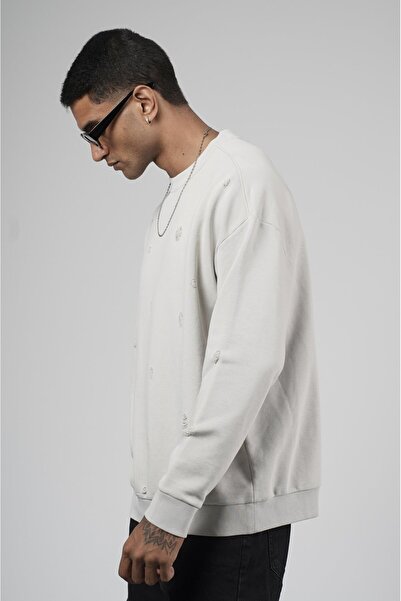 king brich Ανδρικό φούτερ με λέιζερ με λαιμόκοψη μεγάλου μεγέθους