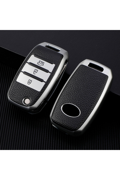 Choice3 غطاء مفتاح سيارة فضي اللون بثلاثة أزرار من مادة TPU جلد، مناسب لسيارا...