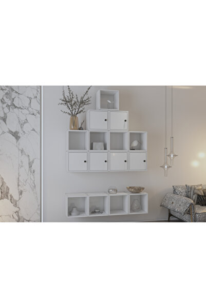 Nettrends 6 Kapaklı MODÜLER Tasarım Duvar Ünitesi ve Kitaplık