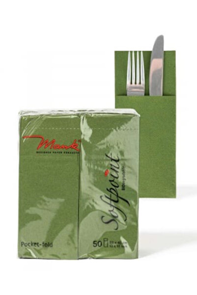 Mank Șervețele cu BUZUNAR pentru tacâmuri - Softpoint (Verde Măslin) / 33 x 4...