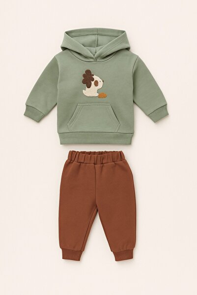 dinamik çocuk Cactus Themed Kangaroo Pocket Hooded 2-Piece Set Unisex Bottom Top 6-9-12-18-24Months
