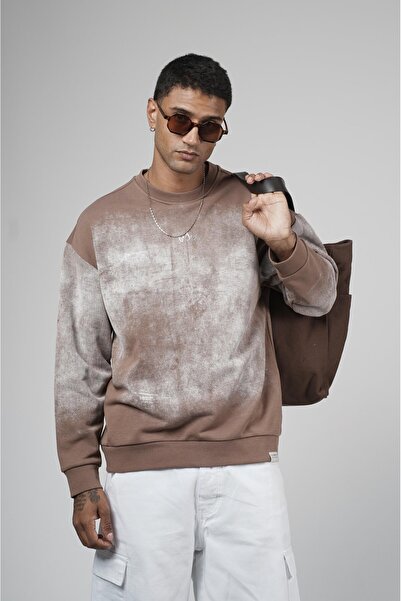 king brich Crew Neck Washed Oversize Fit Logo Sweatshirt