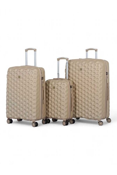 CAPATAN طقم حقائب سفر مكون من 3 قطع - مصنوعة من مادة الـ ABS خفيفة الوزن - تتميز بتصميم منقوش على شكل دوائر