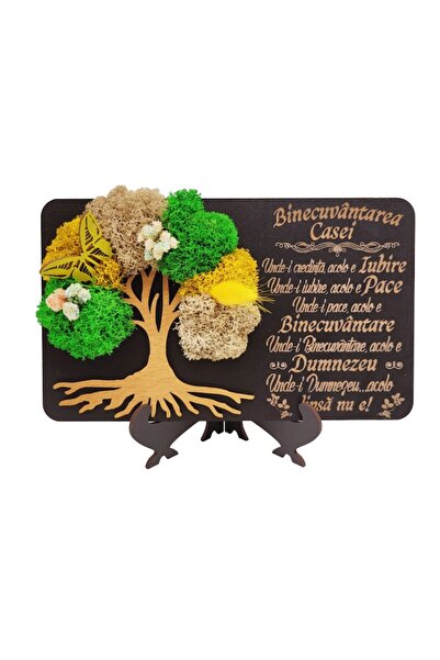 OEM Decoratiune cu licheni "Binecuvantarea casei" - cadou pentru Familie, Nasi, Fini, Prieteni, Colegi,