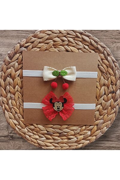 Panowill Design Baby Girl Cherry and Lace Detailed Headband Set
